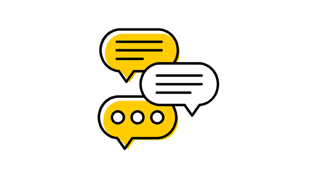 graphic of text bubbles in black and gold